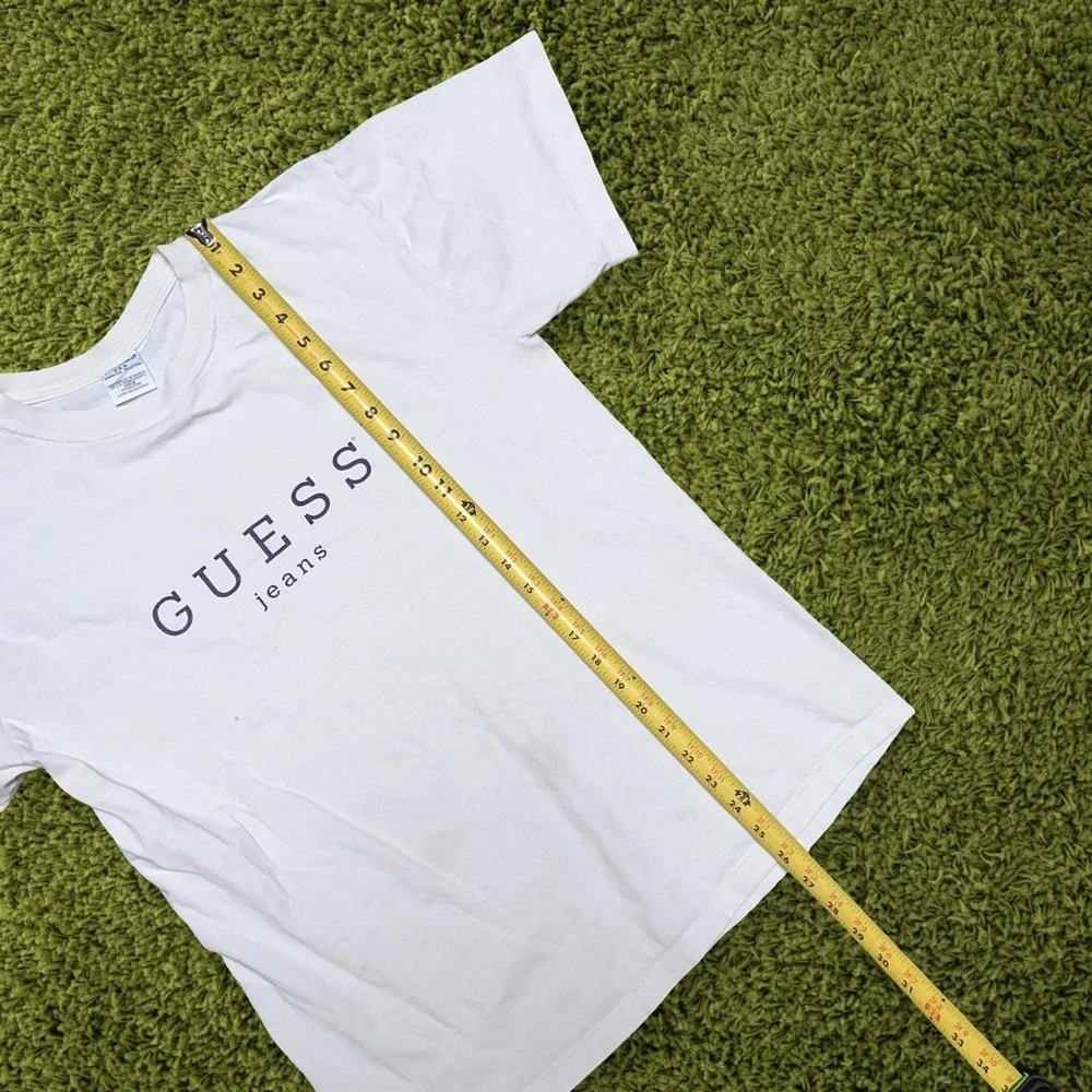 Vintage Guess Jeans T Shirt Mens M White Spell Out Logo USA Cotton Tee - Picture 6 of 6